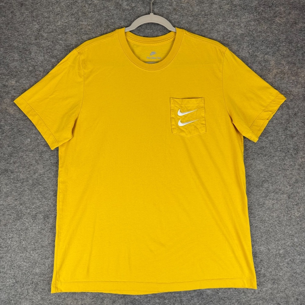 Nike Premium Essentials Double Swoosh Pocket T-Shirt Yellow Mens Large L